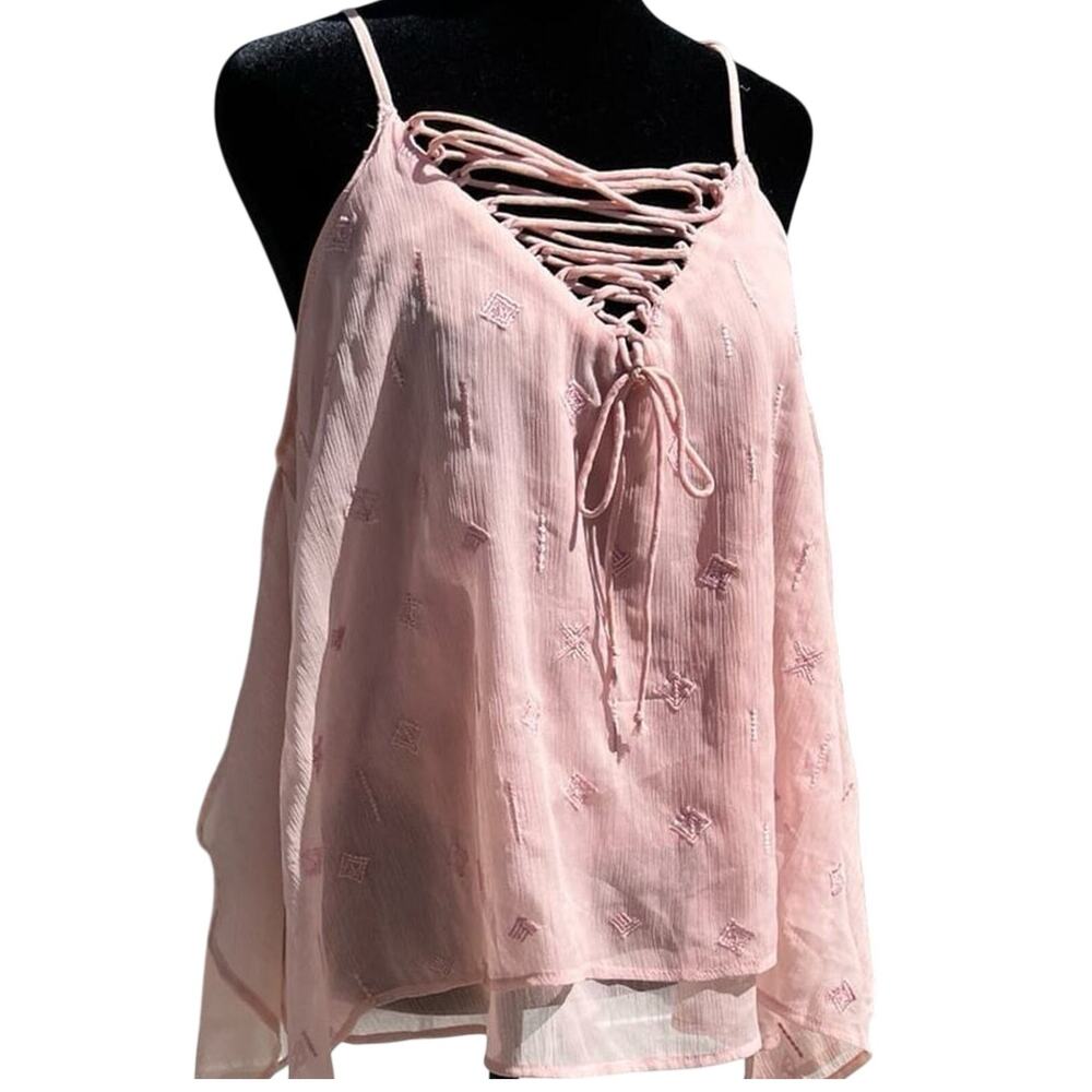 Hippie Laundry, women's XS-S, Pink Sheer with Layers & Lacing